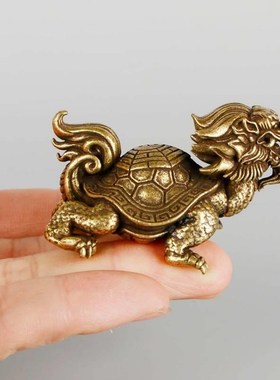 复古中式黄铜龙龟摆件八卦龟龙头龟避小人招财招贵人镇宅简约装饰