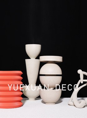 粤萱简约现代树脂肌理纹花器样板间售楼处酒店大厅家庭客厅软装