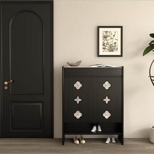 PH家居法式复古中古入户鞋柜玄关柜实木小户型家用收纳柜 - 图0