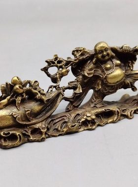 包邮纯铜弥勒佛摆件黄铜布袋和尚福满乾坤大肚笑佛客厅招财工艺品