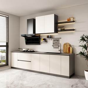 索菲亚整体不锈钢橱柜灶台柜一体厨房家用石英石不锈钢台面厨柜