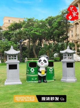 中式垃圾桶户外公园景区酒店景观装饰摆件覆古彷石灯塔造型果皮箱