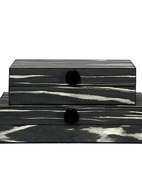 现代极简轻奢高档瘤木皮收纳盒首饰样板间样品屋展示中心装饰艺术