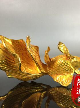 采购产品彷古杂项纯铜镀金小金鱼摆件，鲤鱼茶宠物年年，桌面装饰