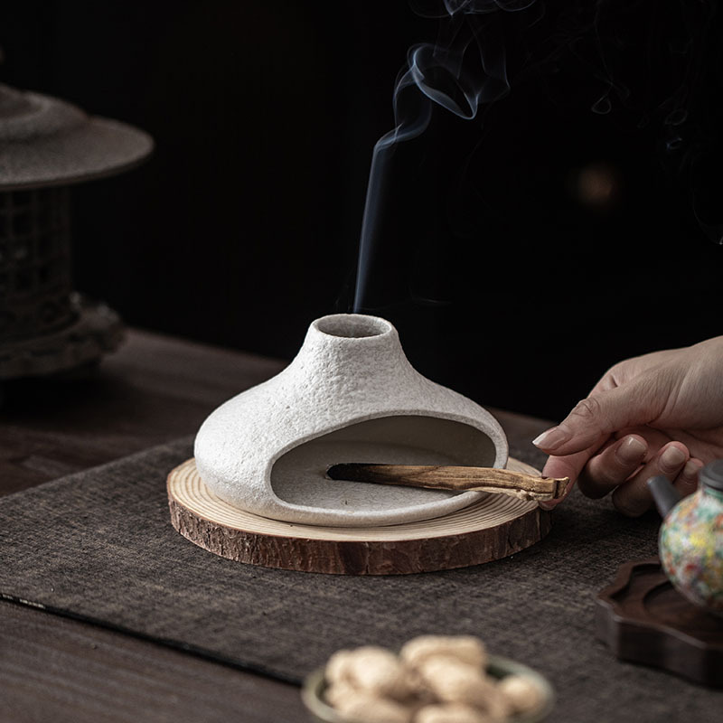 【比翼连枝】小烟囱壁炉陶瓷香薰炉家用装饰氛围摆件茶道配件茶具 - 图1