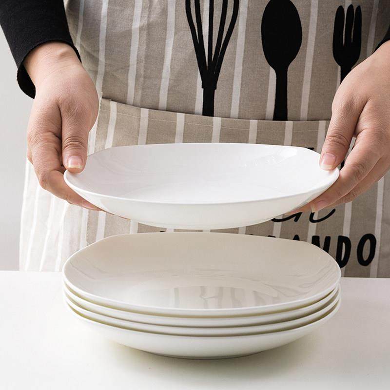 纯白方形盘子家用陶瓷菜盘深菜碟子简约创意骨瓷深汤盘餐具炒菜盘,淘宝优惠券,粉丝福利购,淘宝优惠卷