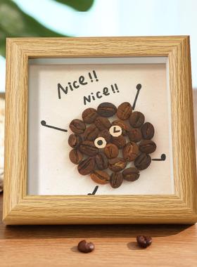 咖啡豆DIY摆件创意咖啡店家居客厅电视柜茶室桌面装饰品相框摆台