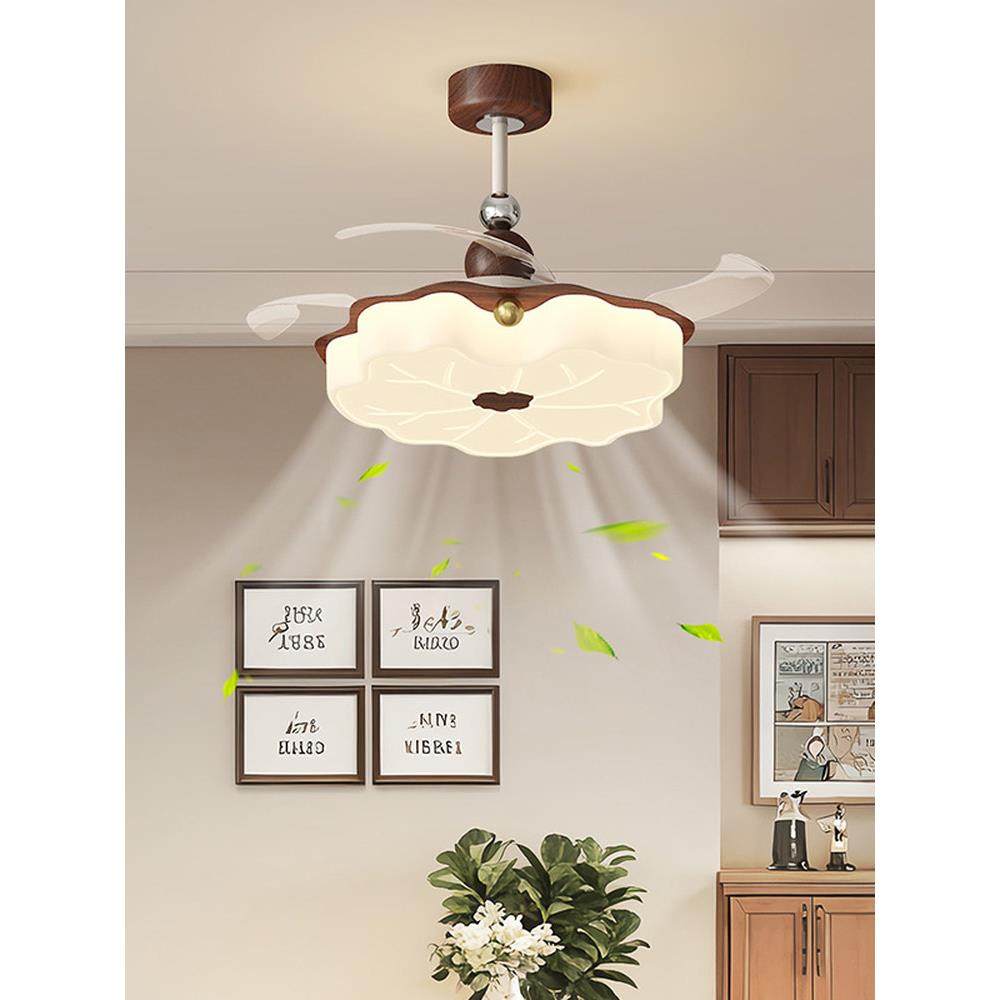 隐形卧室风扇灯全光谱温馨创意荷叶静音大风力护眼书房餐厅吊扇灯,淘宝优惠券,粉丝福利购,淘宝优惠卷