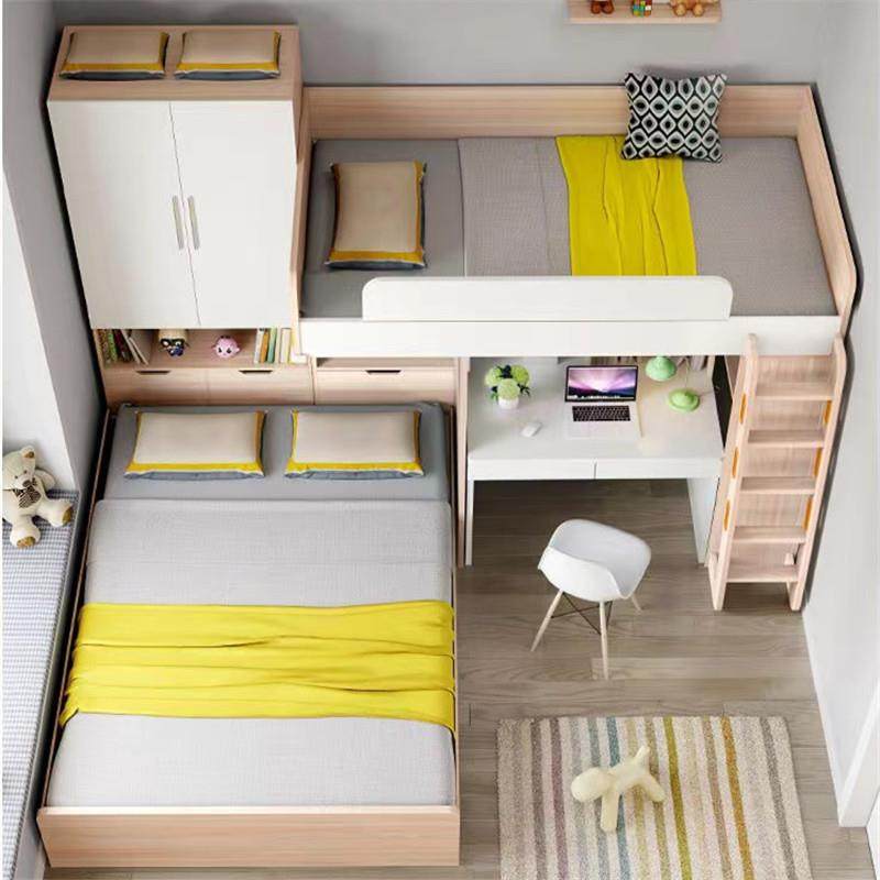 儿童房交错式高低床小户型多功能组合床榻榻米床柜一体带书桌定制,淘宝优惠券,粉丝福利购,淘宝优惠卷