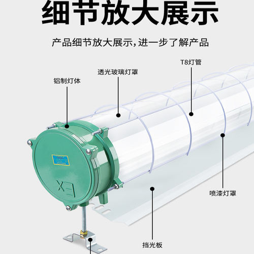 LED防爆灯管仓库工厂房加工喷房车间加油站防爆型灯单管双管支架 - 图0