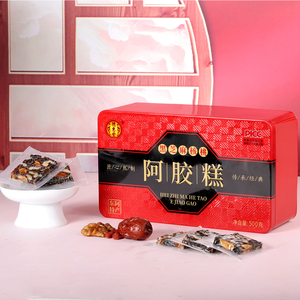 500g精品铁盒山东东阿黑芝麻核桃阿胶糕
