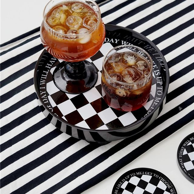 Easygood acrylic black and white chess board plaid desktop L entrance storage box living room ornament jewelry