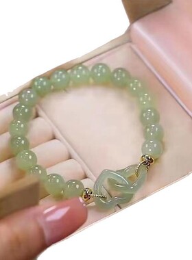 环环相扣仿和田玉手链爱心平安扣手串女闺蜜生日礼物