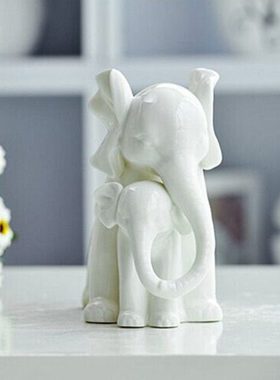 【温馨】简约现代陶瓷工艺品 家居饰品摆设品 装饰摆件 母子象