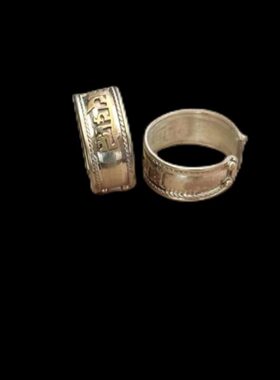 六字真言戒指藏银铜合金男女款开口指环情侣食指名族风