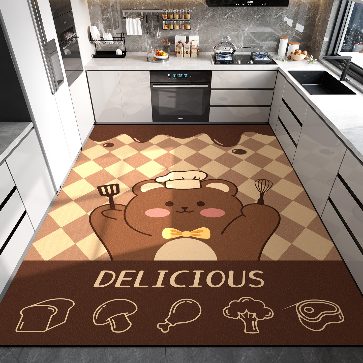 厨房地垫防滑防油脚垫防水免洗可擦pvc家用地毯满铺耐脏垫子定制,淘宝优惠券,粉丝福利购,淘宝优惠卷