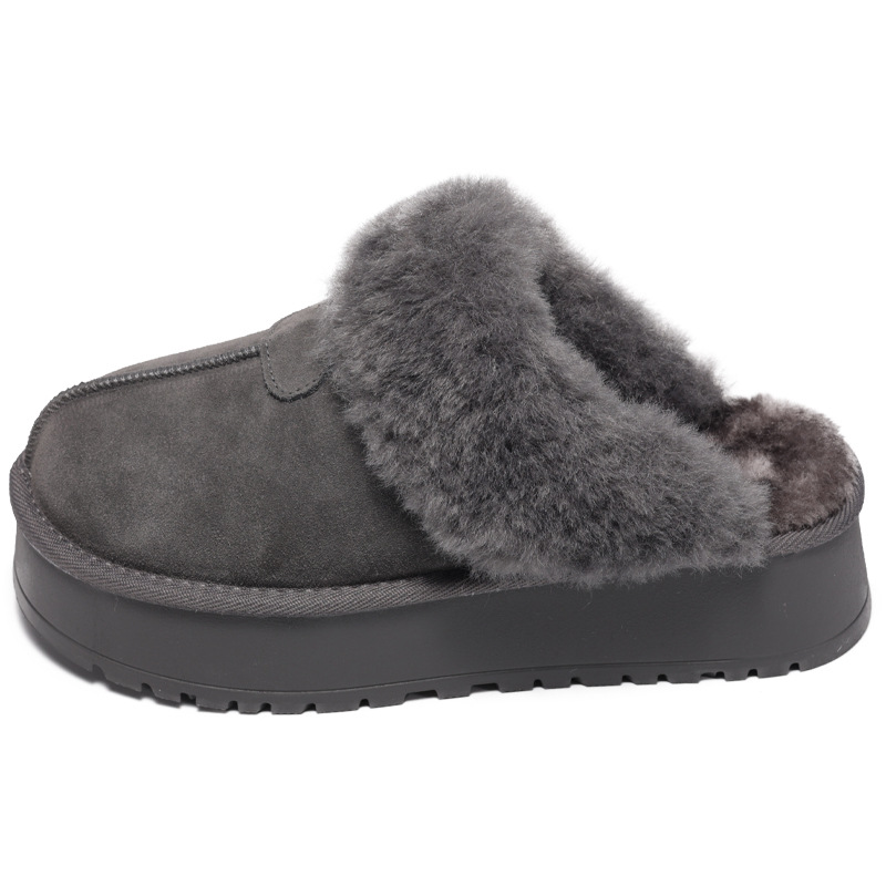 ！增高厚底加绒加厚半托全包棉鞋女毛毛鞋冬款保暖雪地棉 - 图3