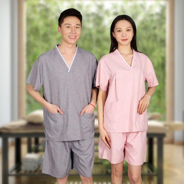 高档纯色棉大码汗蒸服男洗浴中心汉蒸温泉洗浴足浴服女睡衣情侣款,淘宝优惠券,粉丝福利购,淘宝优惠卷