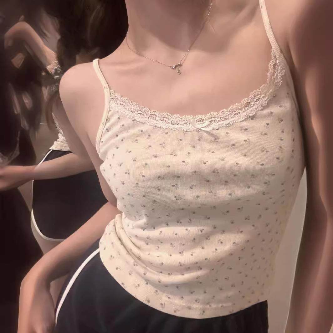 碎花吊带小背心女装2025夏季纯欲风蕾丝内搭性感外穿打底衫上衣潮,淘宝优惠券,粉丝福利购,淘宝优惠卷