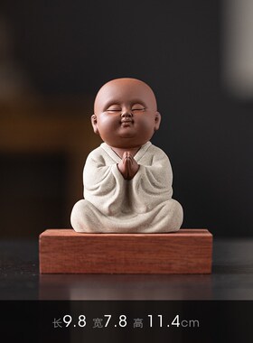 新中式禅意小沙弥和尚人物工艺品摆件创意家N居客厅博古架桌面装