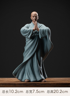 新中式创意紫砂小和o尚摆件禅意家居客厅博古架桌面装饰品瓷工艺