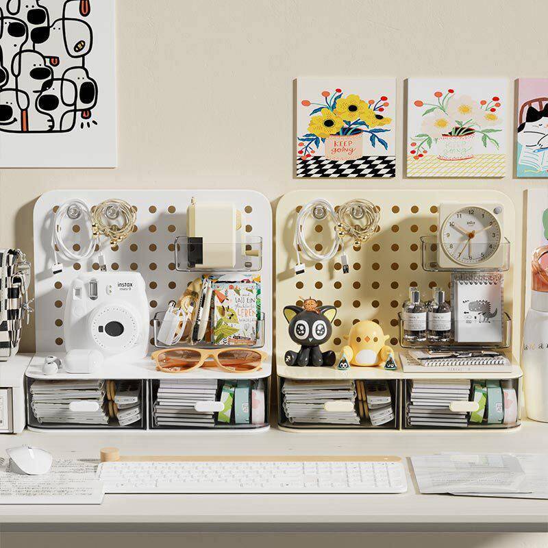 Desktop hole board storage rack vertical punch-free storage desk creative desk storage box partition desk box
