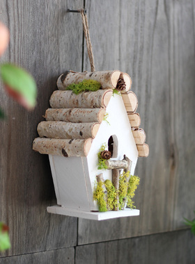 木头鸟巢鸟窝鸟屋小房子阳台花园庭院挂饰森系橱窗装饰摆件