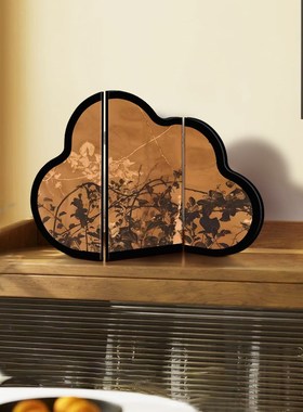 中古风墨竹小屏风k桌面摆件新中式客厅茶桌入户玄关边柜装饰品摆