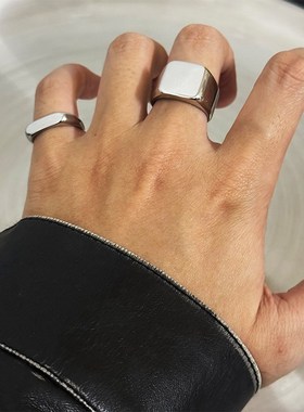 光面钛钢戒指男潮牌高级感个性极简轻奢亮L面食指戒百搭男士单身