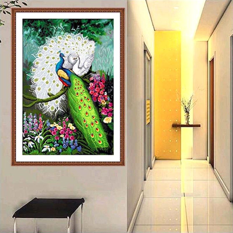 5d钻石画2021新款满钻全贴点钻十字绣自己绣手工绿光森林孔雀客厅,淘宝优惠券,粉丝福利购,淘宝优惠卷