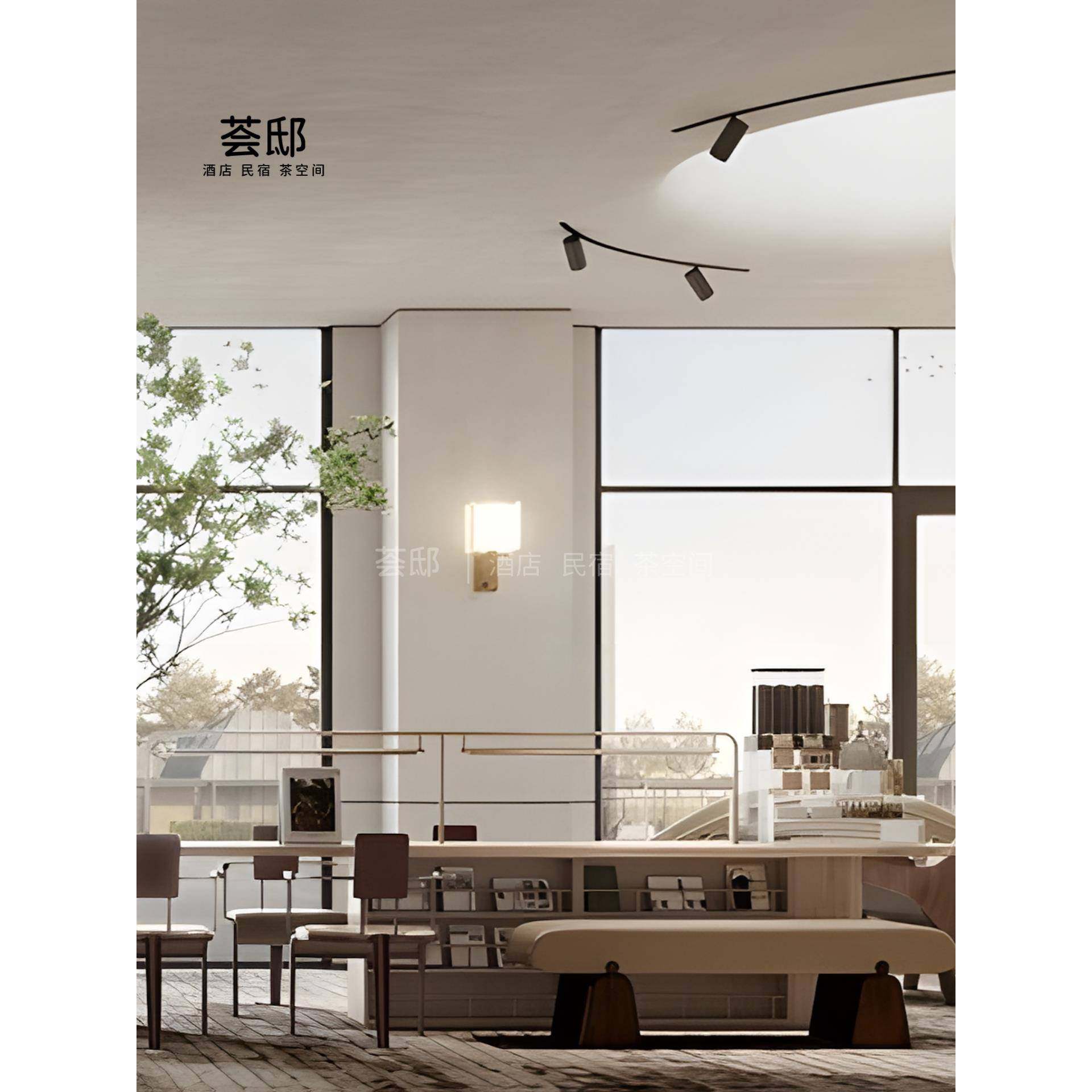 售楼部处酒店大堂实木阅读桌椅组合现代架空层休闲区洽谈学习长桌,淘宝优惠券,粉丝福利购,淘宝优惠卷