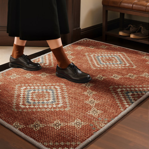 高级感美式入户门地垫民族风玄关进门除尘防滑脚垫大颗粒门口地毯 - 图2