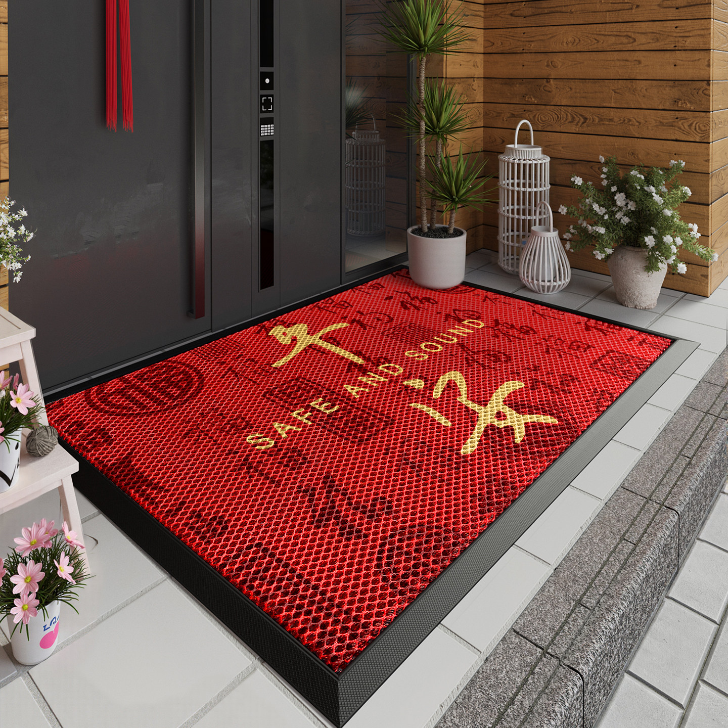 红色入户门地垫弹力丝玄关大门口进门脚垫子防滑除尘耐磨耐脏地毯,淘宝优惠券,粉丝福利购,淘宝优惠卷