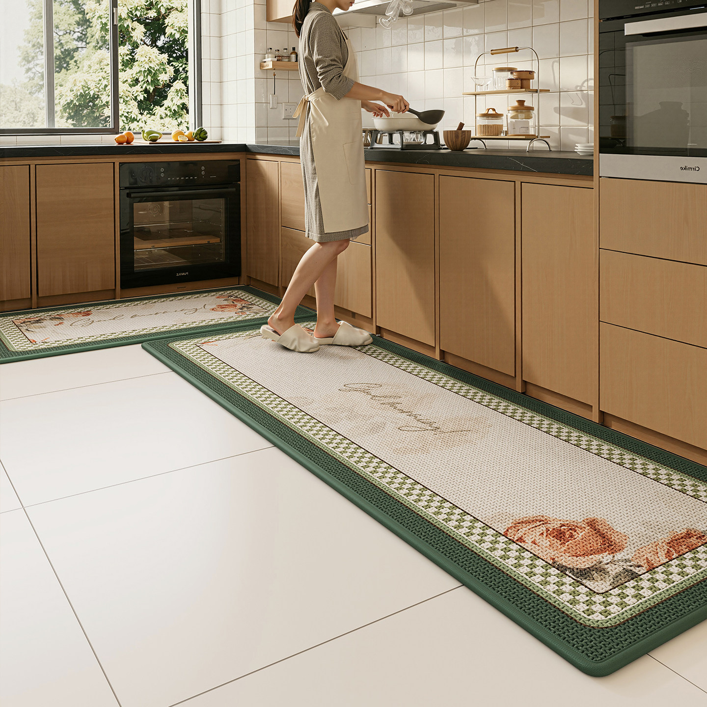 Kitchen floor mats, absorbent foot mats, dirt-resistant, anti-fouling, anti-slip, anti-fall woven mats, bathroom door soft pads, wear-resistant carpets