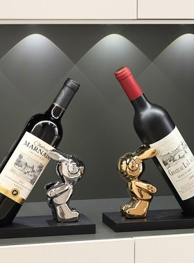 宇航兔子红酒架i酒柜装饰品摆件轻奢高档电视餐边柜2023新款高级