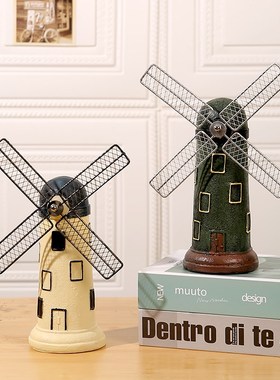 欧式复古荷兰风车k模型树脂工艺品家居客厅电视柜酒柜装饰品摆件