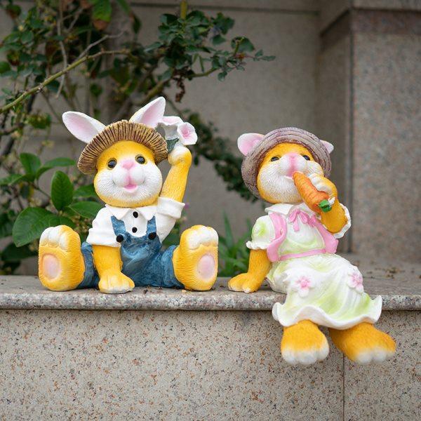 户外花园创意树脂可爱坐姿卡通兔子布置摆设庭院造景园艺装饰摆件,淘宝优惠券,粉丝福利购,淘宝优惠卷