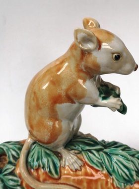 石湾陶瓷公仔廖氏家居装饰摆件霍兰手工艺客厅桌面萝卜生肖鼠丰收