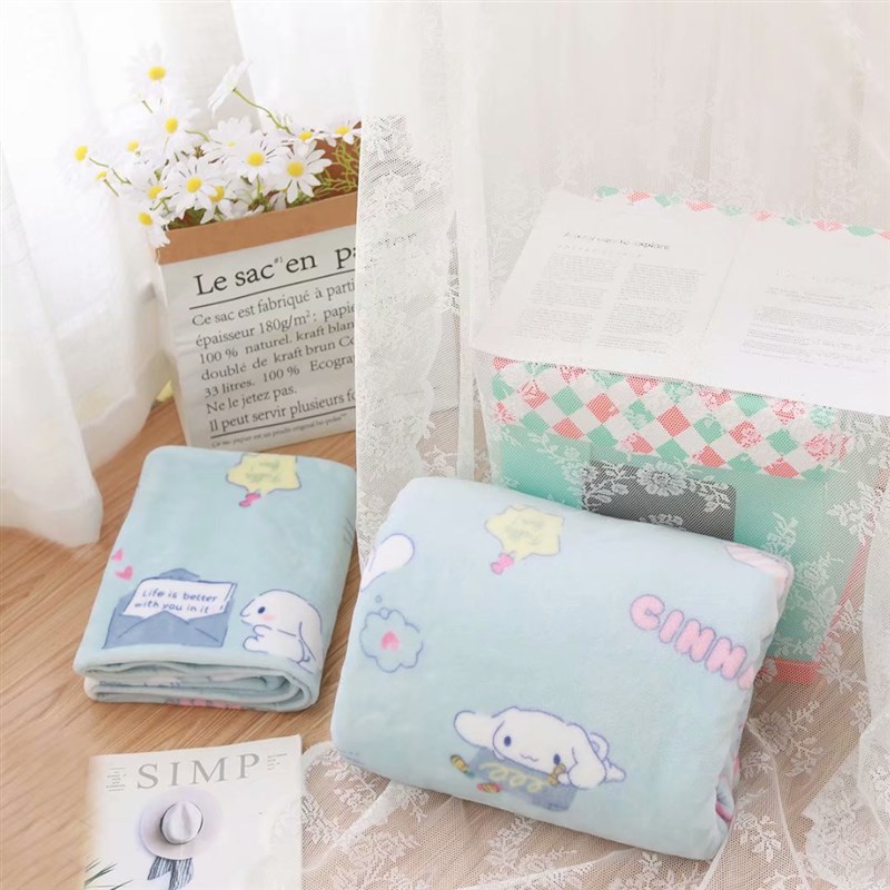 可爱蓝色小白狗法兰绒毛毯办公室午睡盖腿午睡儿童汽车单双人毯子 - 图0