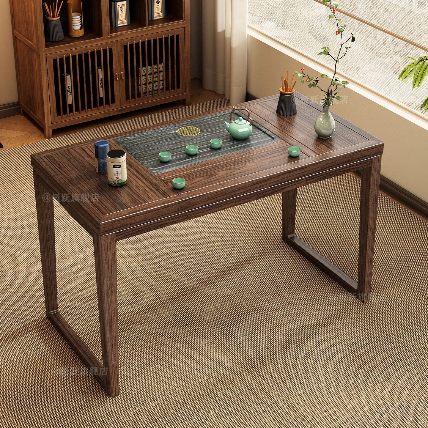 Living room balcony solid wood tea table home tea table