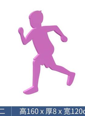 不锈钢踢足球骑车跑步运动人物雕塑户外体育馆打羽毛球镀锌板摆件