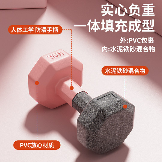 哑铃女士健身器材家用瘦肚子杠铃壶铃儿童青少年女小哑铃2KG一对