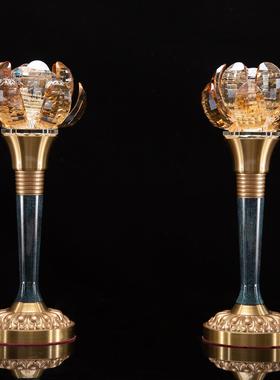 香炉纯铜家用佛具套装水杯香碗莲花灯花瓶佛前供佛套装大小号供具