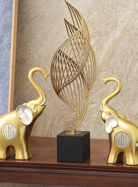 新中式大象摆件客j厅电视柜家居结婚装饰品寓意好的新房子乔迁礼