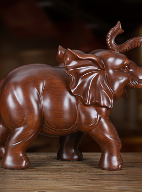 大象摆饰一对客厅吸水招财高端客厅仿实木装饰家居玄关大号Y工艺