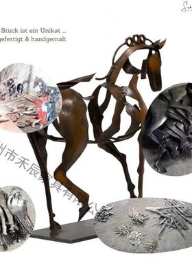 卡通装饰跨境阿马雕塑多金属摆件动漫尼斯动物收藏马桌面镂空