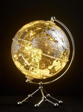 创意带灯光地球仪摆件轻奢高档高级感客厅家居软装饰品圣诞节礼物