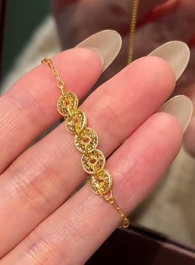 新中式碎冰冰五帝钱币手链女款轻奢小众精致高Q级感蛇年本命年礼