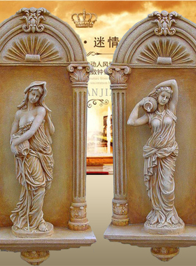 欧式壁挂装饰假浮雕少女玄关走廊家居背景墙装饰挂件工艺品