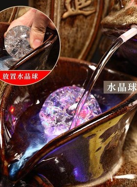 气泡冰裂玻璃晶转动球假山上水石流水喷泉水池盆景厘米球托